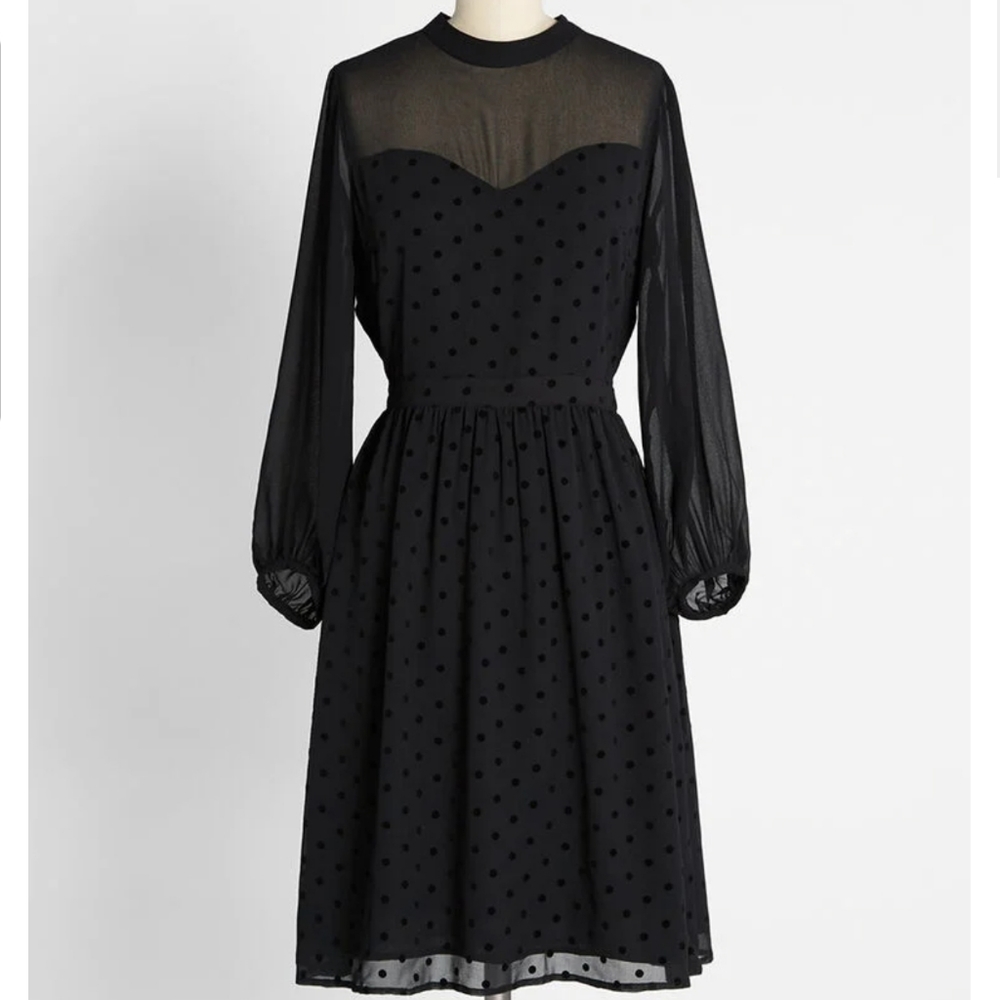 Modcloth Black Polka Dot Dress